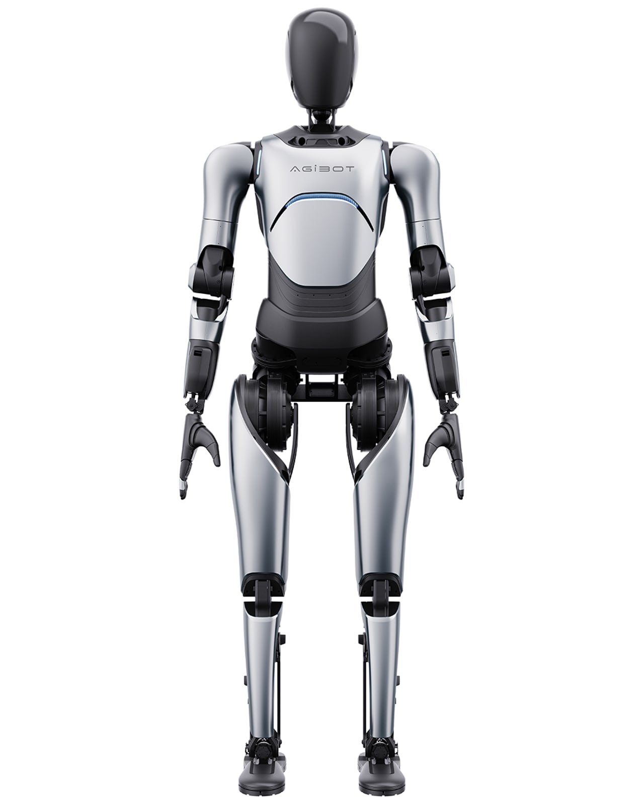 หุ่นยนต์ฮิวแมนนอยด์ AgiBot A2 ยืนเต็มตัว มุมด้านหน้า — ภาพเรนเดอร์ทางการจากหน้าสินค้า A2 ของ AgiBot